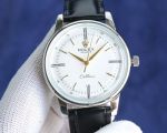 Rolex Geneve Cellini 9015 Movement 42mm Calfskin Leather Band White Face Watch